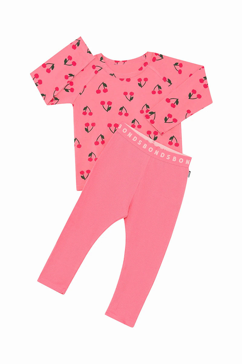 Cherries on Top Waffle Long Pj Set CLEARANCE