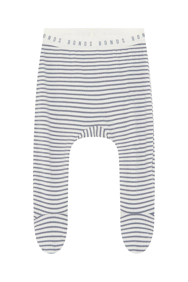 Newbies Stripe Paris  Ribbed Footed Pant CLEARANCE