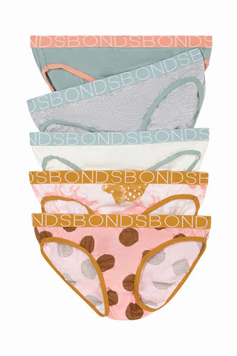 Sleepy Dino 5 Pack Girls Briefs