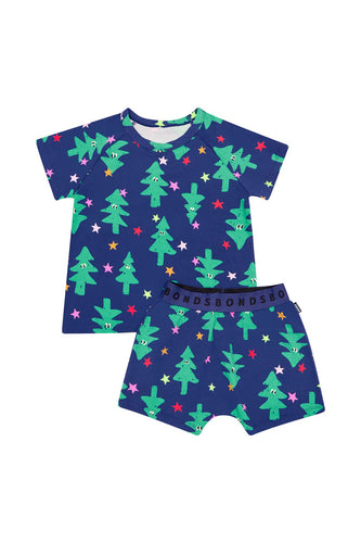 Blue Twinkle Tree Short Pj Set