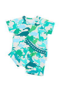 Dino Party Green Short Pj Set