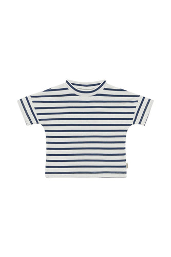 Bastile Blue Wide Needle Rib Tee