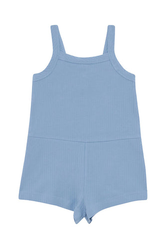 Blueberry Wide Needle Rib Romper