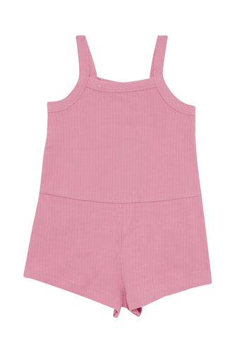 Strawberry Milkshake Wide Needle Rib Romper