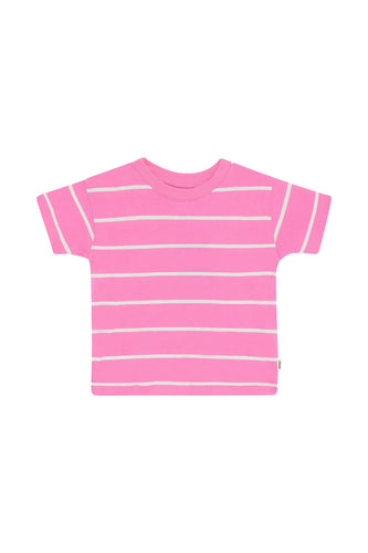 Pink Rugby Stripe Aussie Cotton Crew Tee