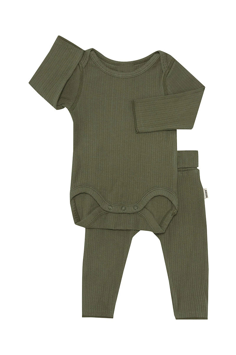 Hiker Green Pointelle Bodysuit & Leggings Set CLEARANCE