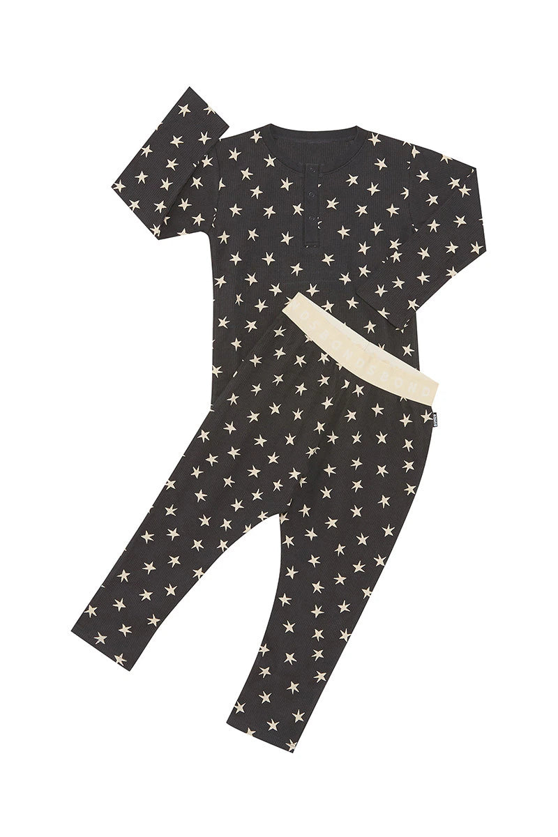 Black Little Dazzle Waffle PJ Set CLEARANCE