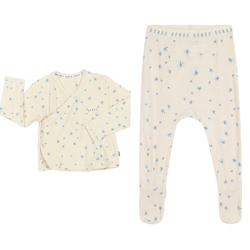 Crayon Star Mini Blue Footed Pant & Cardigan Set Newbies CLEARANCE