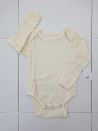 Fina Merino 100% Extra Fine Merino Long Sleeve Bodysuit Vanilla