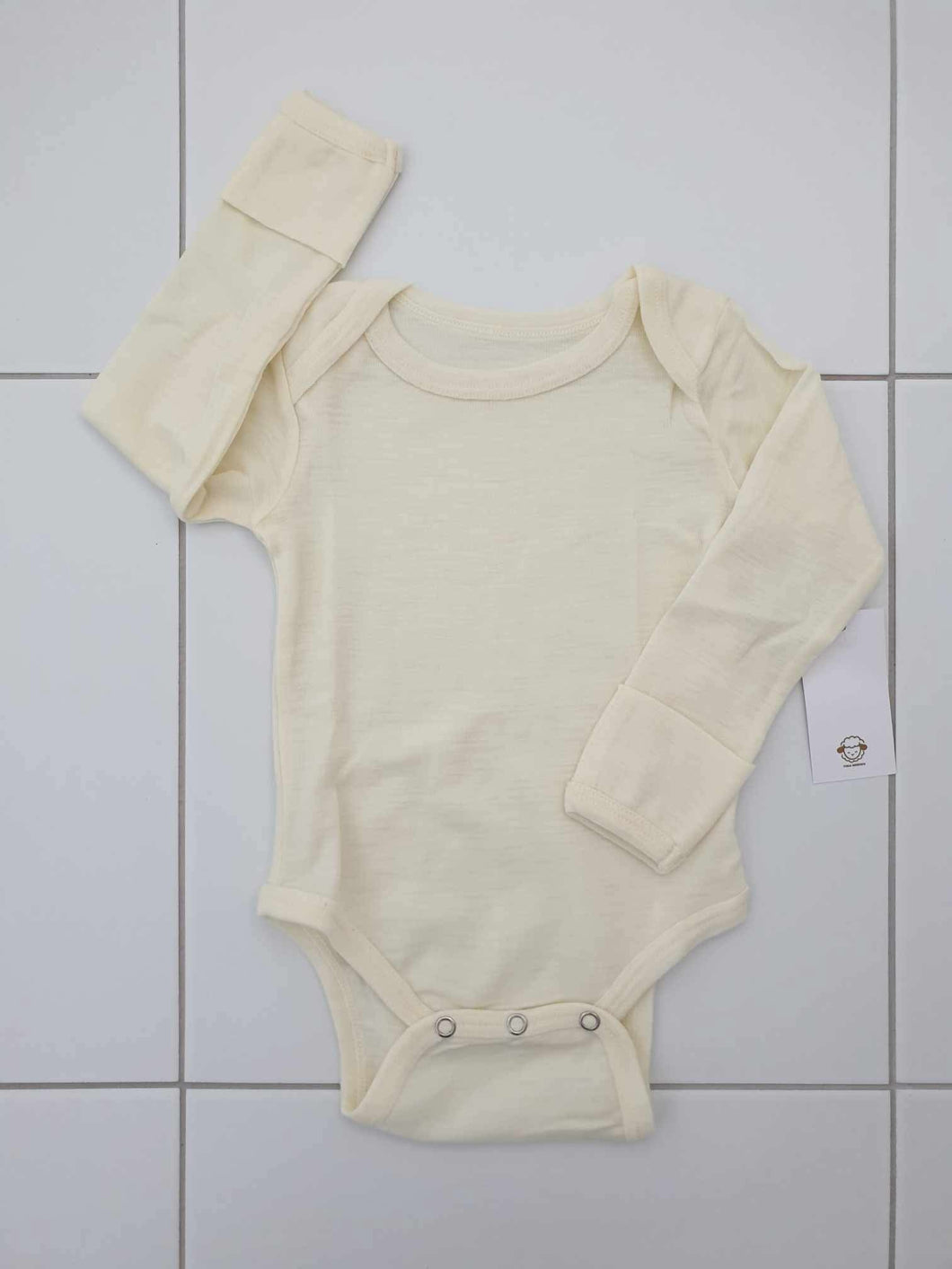 Fina Merino 100% Extra Fine Merino Long Sleeve Bodysuit Vanilla