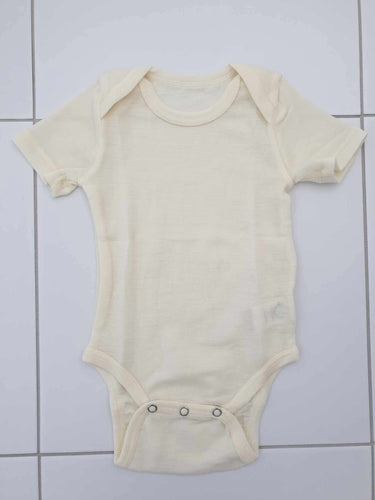 Fina Merino 100% Extra Fine Merino Short Sleeve Bodysuit Vanilla