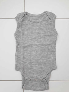 Fina Merino 100% Extra Fine Merino Singlet Bodysuit Grey