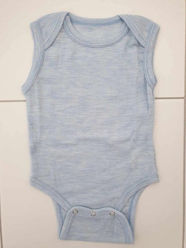 Fina Merino 100% Extra Fine Merino Singlet Bodysuit Sky Blue