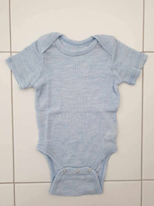 Fina Merino 100% Extra Fine Merino Short Sleeve Bodysuit Sky Blue