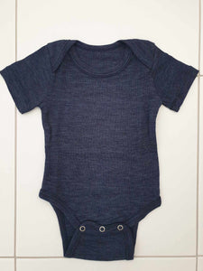 Fina Merino 100% Extra Fine Merino Short Sleeve Bodysuit Navy