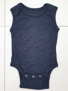 Fina Merino 100% Extra Fine Merino Singlet Bodysuit Navy