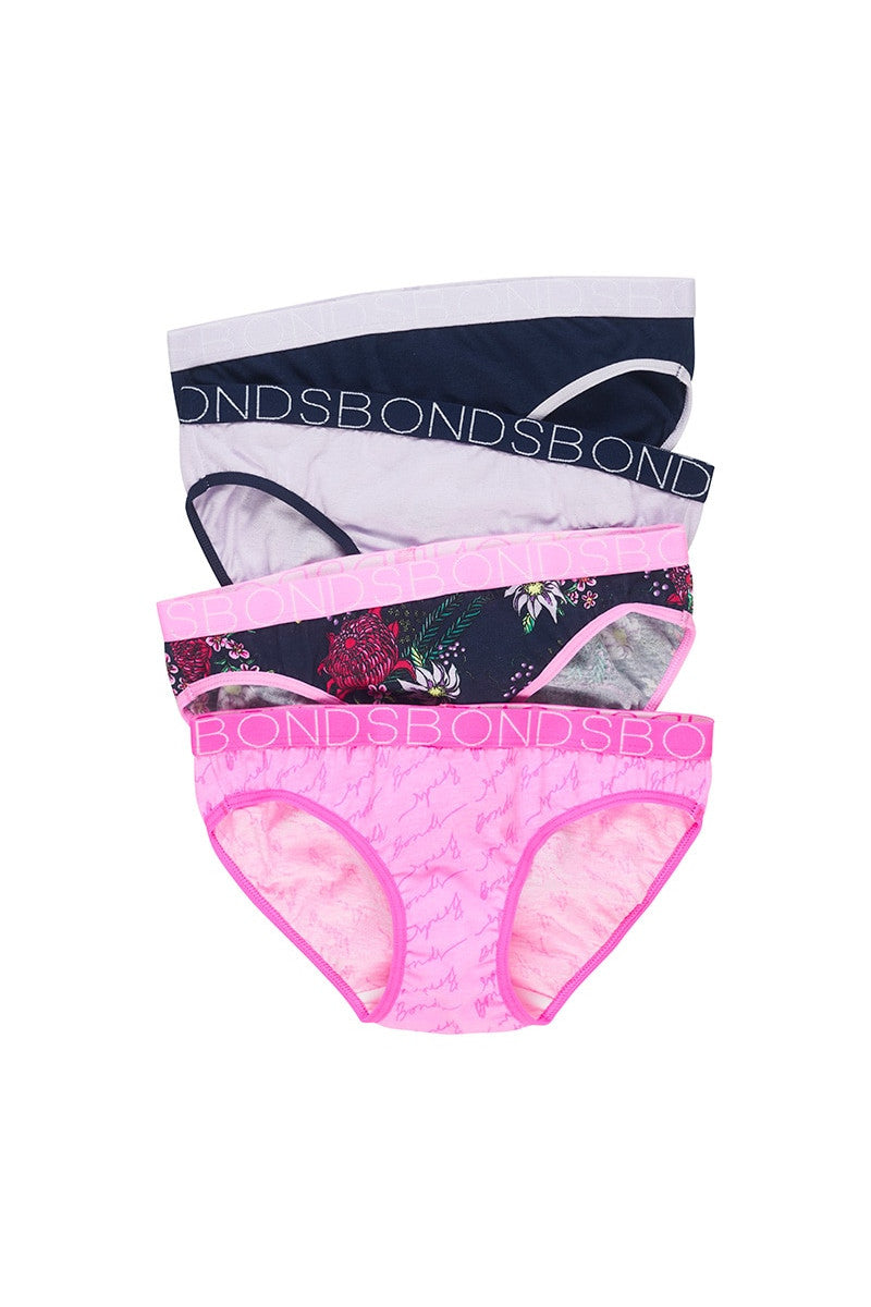 Bonds Girls Underwear Cotton Brief 12-14 & 14-16 4 pack