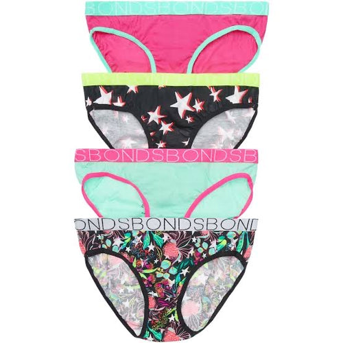 Seasonal Basic 4 Pack Girls Briefs Waratah