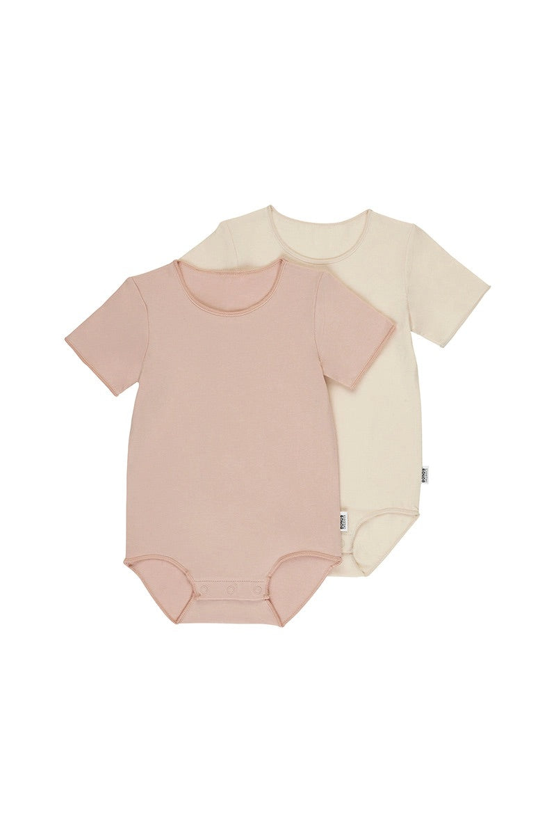 Organic Wonderbodies 2 Pack Short Sleeve Set Tender Pink & Macadamia CLEARANCE